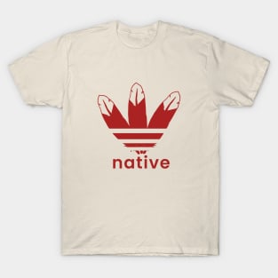 Native American 3 Feathers Design Dark Red T-Shirt